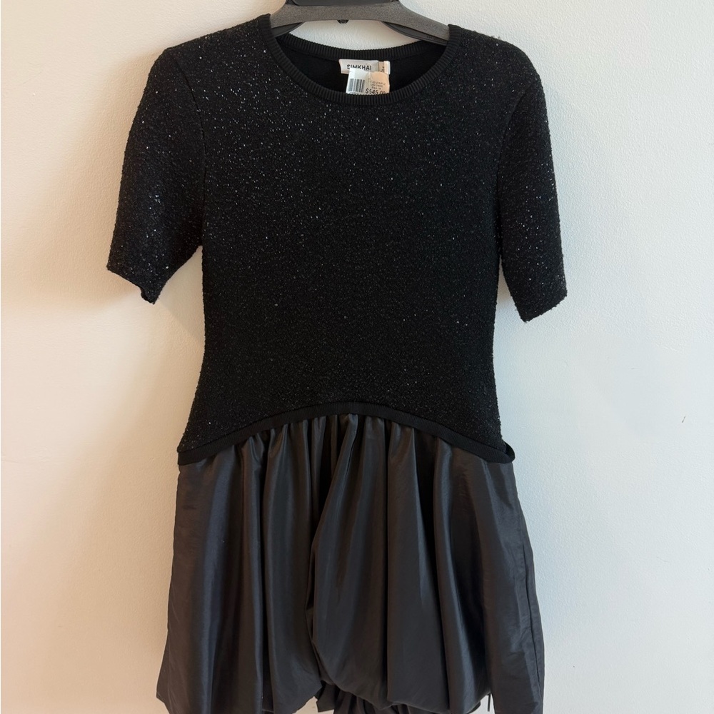 NWT SIMKHAI Kenz Ruffle Mini Dress Black Size M $645 - Picture 3 of 3